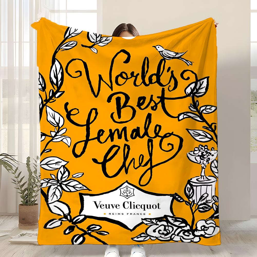 

V-Veuve ClicquotS ART Throw Kid-Friendly Flannel Throw Blanket Soft Warm Anti-Static Washable All Season 75cmx90cm