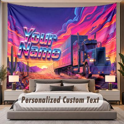 Truck Car (37) Theme Custom Tapestry Personalized Custom Name Text Wall Hanging Tapestry Home Decor Background Cloth