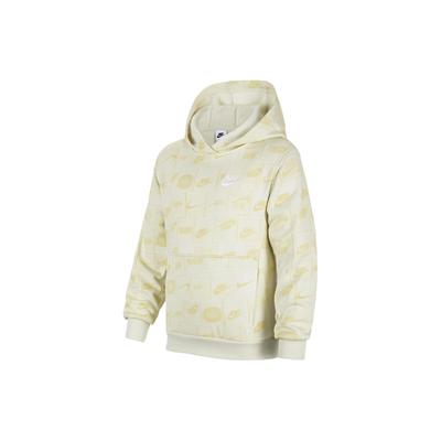 Nike Felpa con Cappuccio Sportiva Club Fleece Stampa All-Over con Lettere Felpa Casual a Maniche Lunghe Felpa Bambino Giallo Chiaro FN8741-020