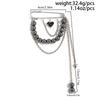 Black Crystal Heart Pendant Brooches Women Irregular CCB Beaded Chain Multi-Layer Tassel Brooch Pin Pants Ankle Chain Jewelry
