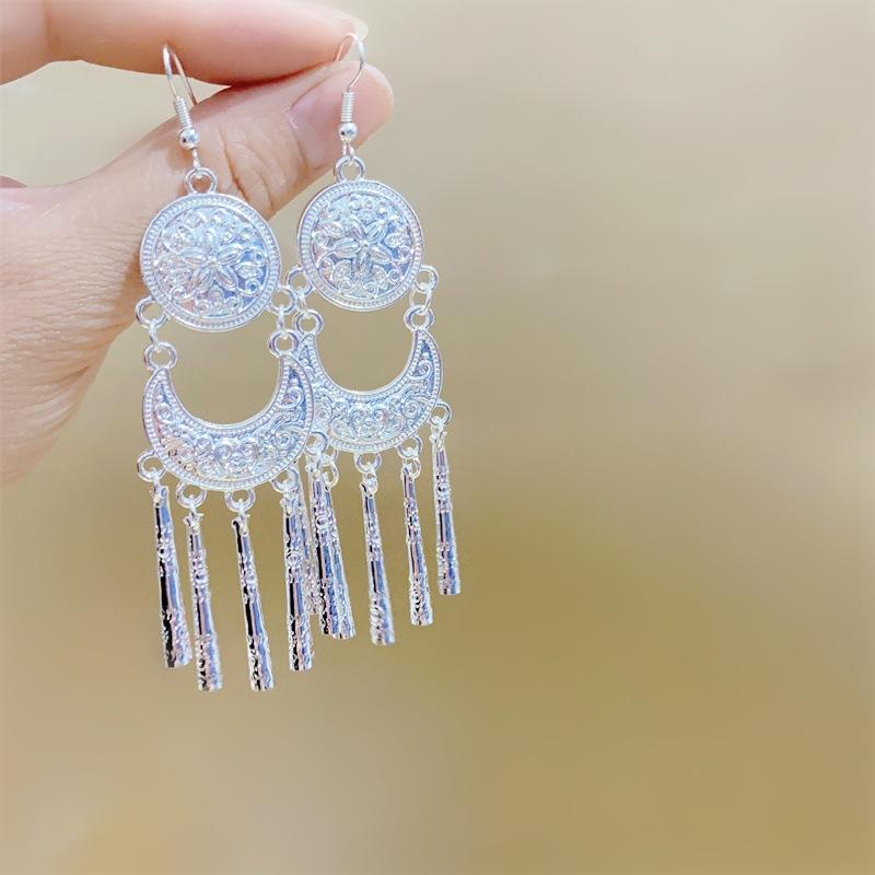Ethnic style earrings Alloy silver-plated Miao ethnic minority Dong Yi earrings Earrings