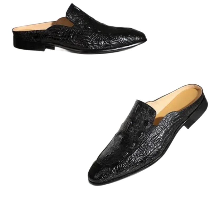 Fashion New Men Formal Slippers Pu Leather Brown Black  Round Toe Solid Spring Autumn Handmade Business Men Shoes Size 38-46