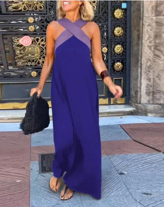 2025 Summer Sexy Backless Cross Long Dress for Women