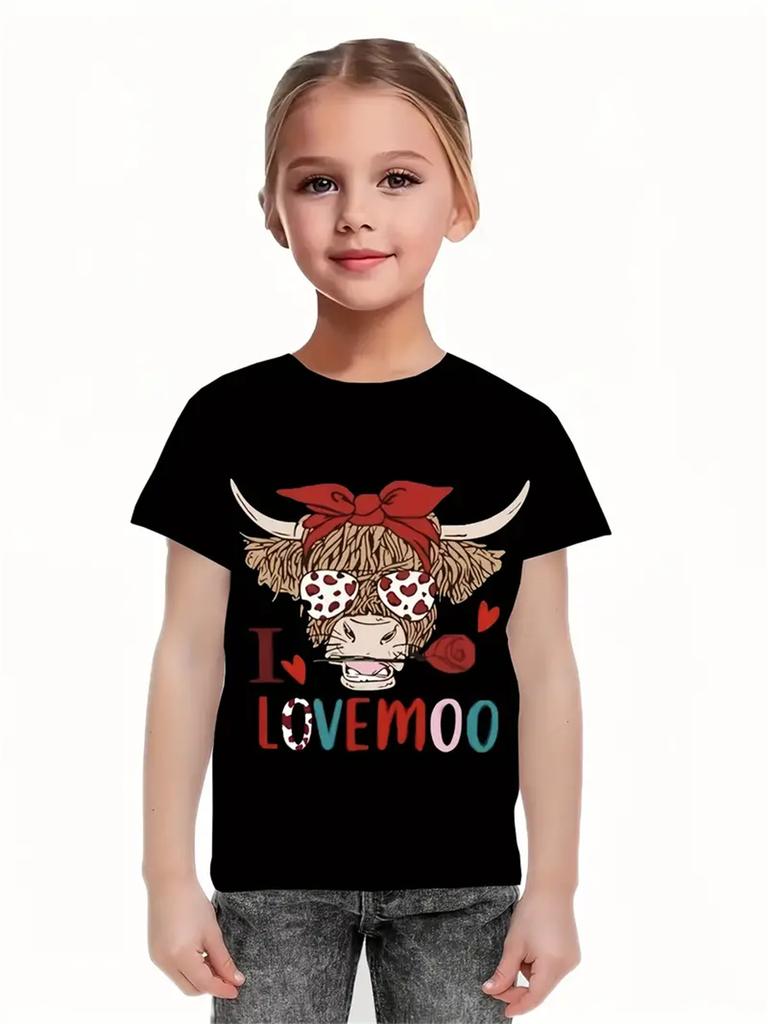 Daily Casual 3d Print Fashion Funny Girls' T-Shirts Summer Short Sleeved Tops Tee Casual T-Shirts Girls' Clothing