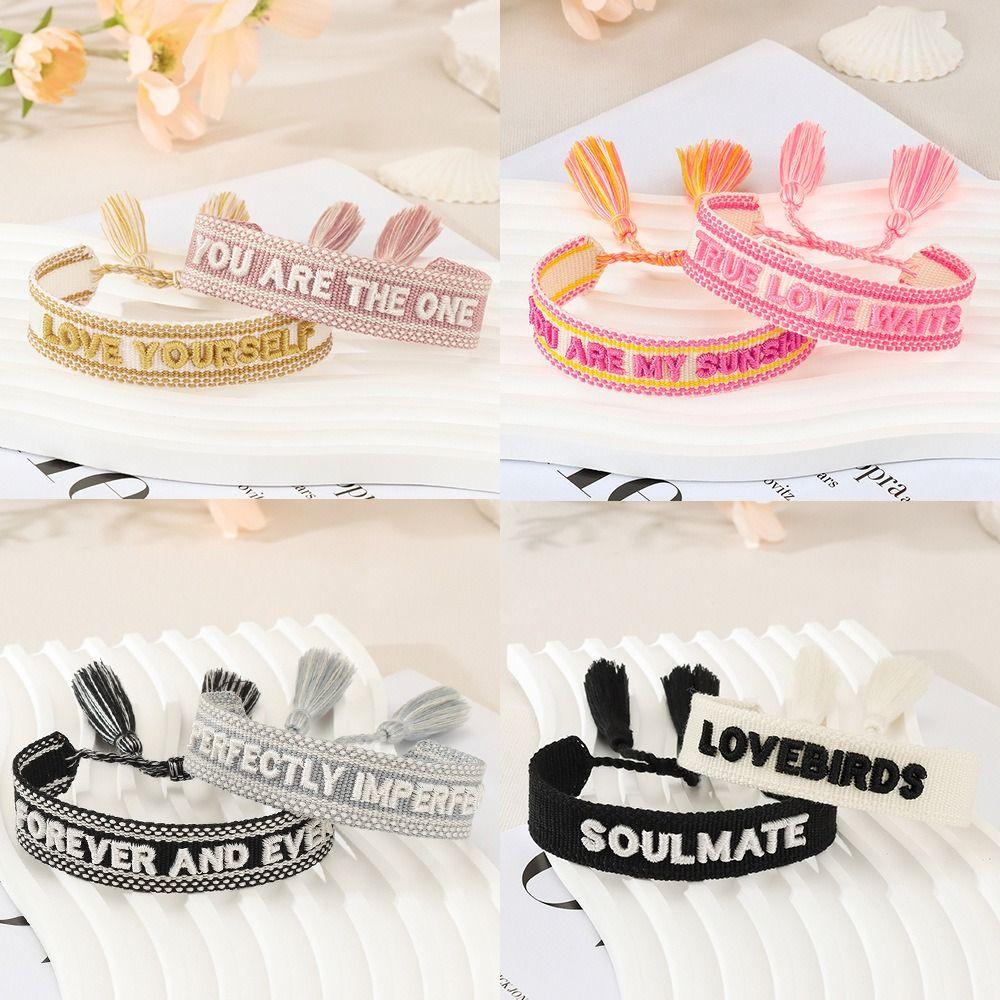 Tassel Embroidered Letters Bracelets Unique and Lucky Lovers Weaving Bracelet Jewelry Gifts