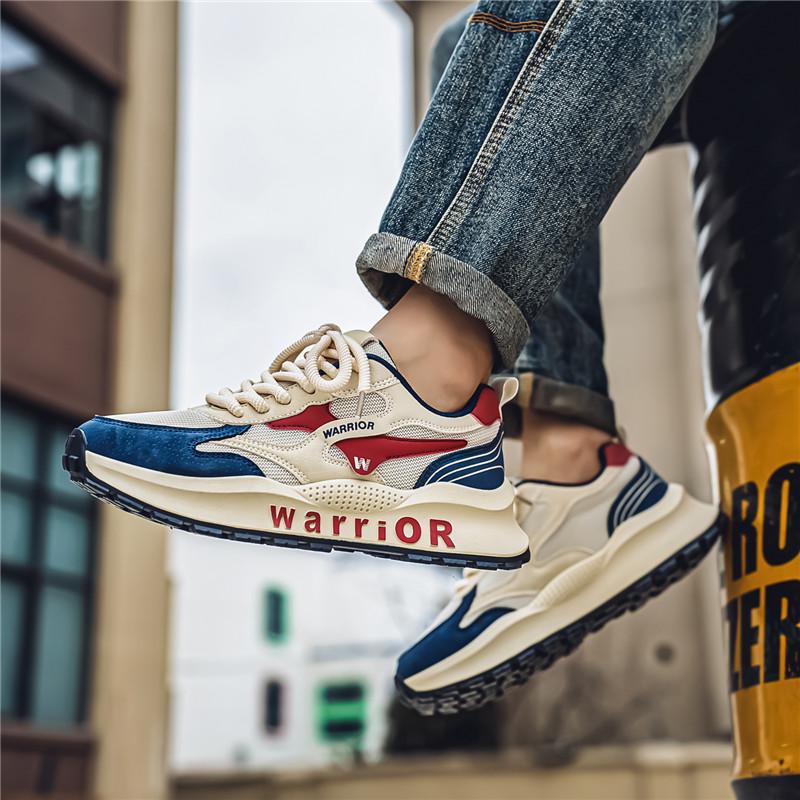 Warrior Casual Commuting Fashion Simple Trendy Versatile Low-Top Lifestyle Shoes Men Sneaker Light-Blue Red WXY(S)-4785N03