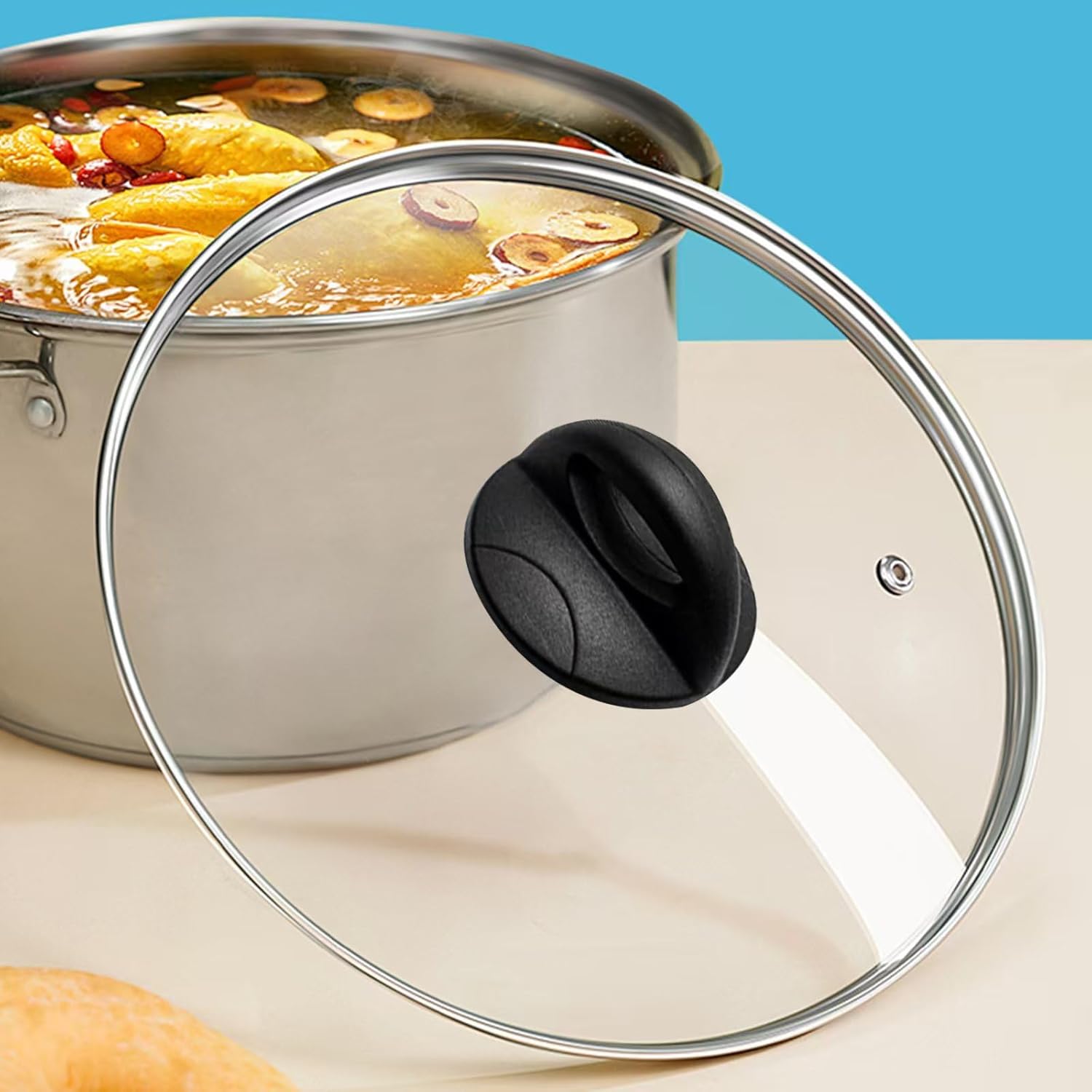 2Pcs Universal Pot Lid Top Replacement Knob, Bakelite Pan Lid Holding Handle, Heat Resistant and Prevent Static Electricity, Easy Installation Easy