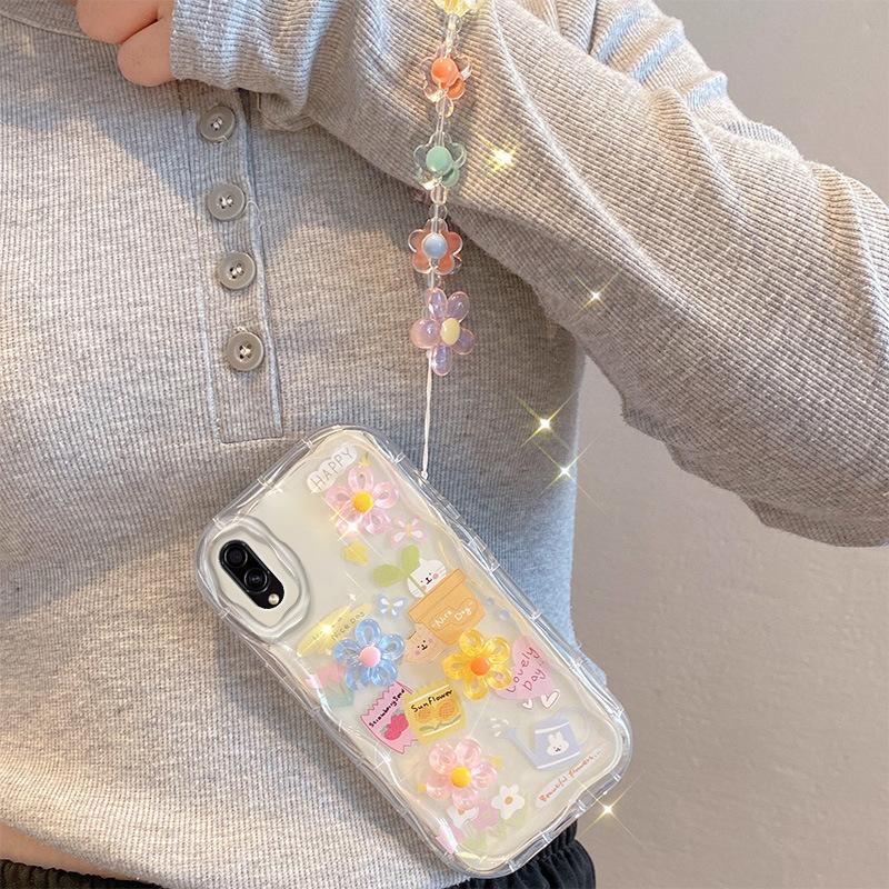 Samsung A20, M02, A03, A52S Silicone Case: Cute Cartoon Doll Design, Anti-Fall, Flower Bracelet for Women