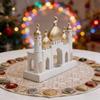 Ramadans Eid Home Decorations Gold and White Mosque Tower Islamic Eid Mubarak Decors Table Ornament Gift for Women Men