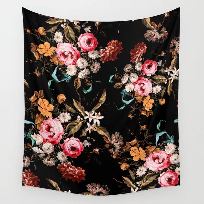 Blumen Wandteppich Wandbehang Mysteriös Romantischer Wandteppich Hintergrund Mandala Haus Wohnzimmer Schlafzimmer Dekor Wandteppich Dekoration