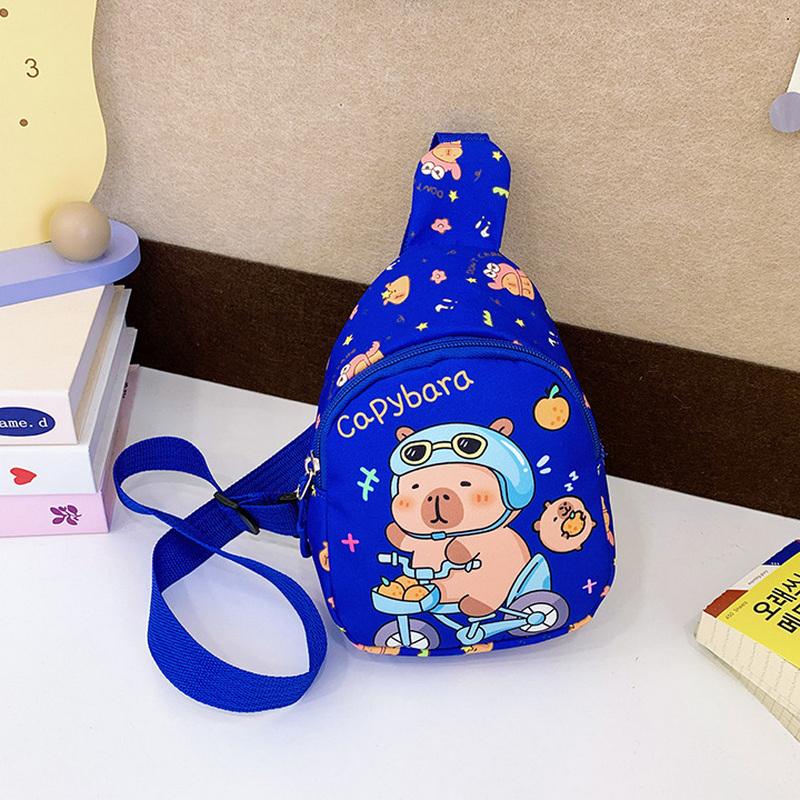 Cartoon Capybara Backpack Crossbody Bag Cute Printed Chest Bag  Storage Bag For Kids Portable Gift For Girls Boys