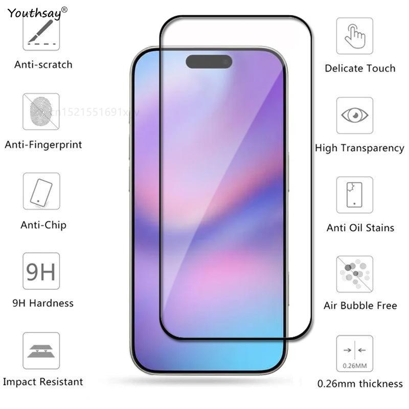 6in1 Glass For iPhone 16 Pro Max Tempered Glass For iPhone 16 Pro Max Screen Protector Phone Film iPhone 16 15 14 13 12 Pro Max