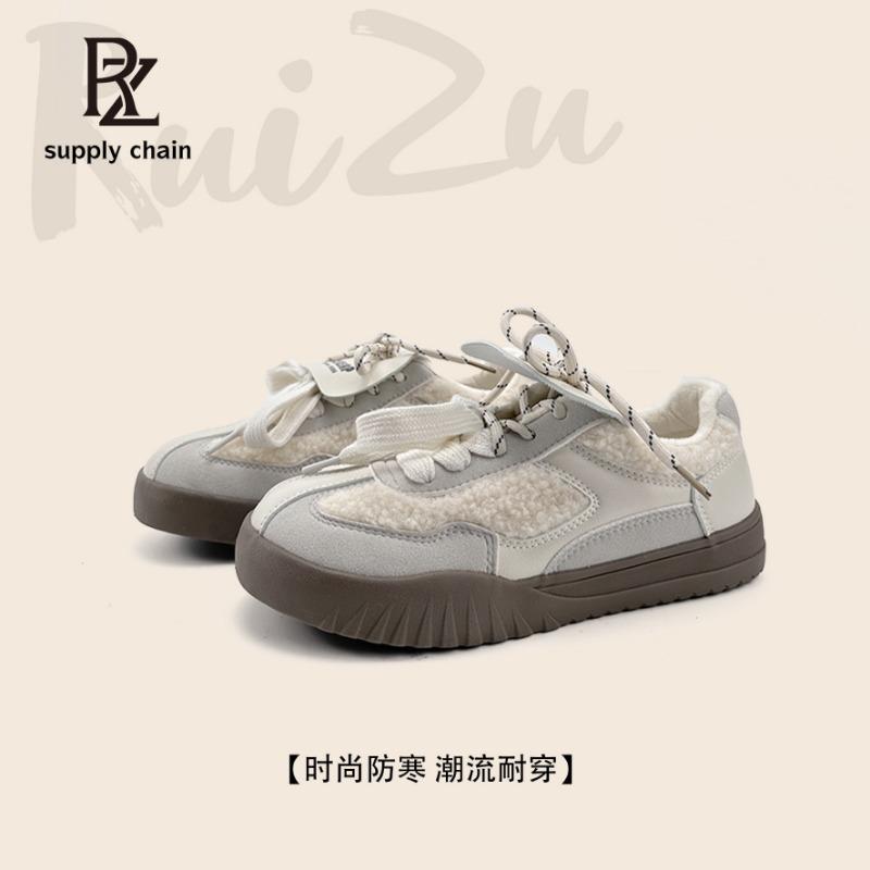 - Fleece Thickened Cotton Shoes Women's Shoes Winter New Warm Thickened Flat Baseplate Shoes Casual