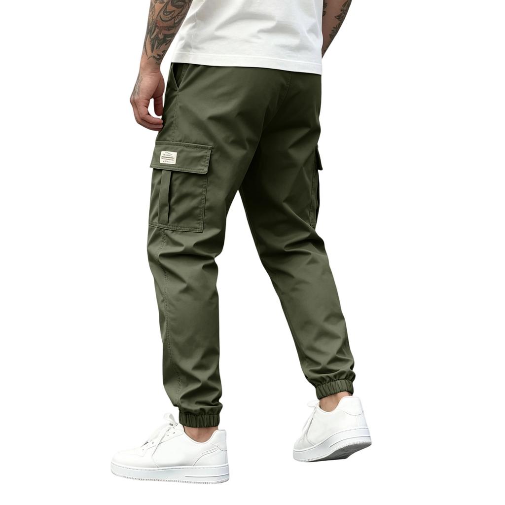 Men's Slim Fit Cargo Jogger Pants with Drawstring Elastic Waistband, Color Multi-Pocket Casual Trousers