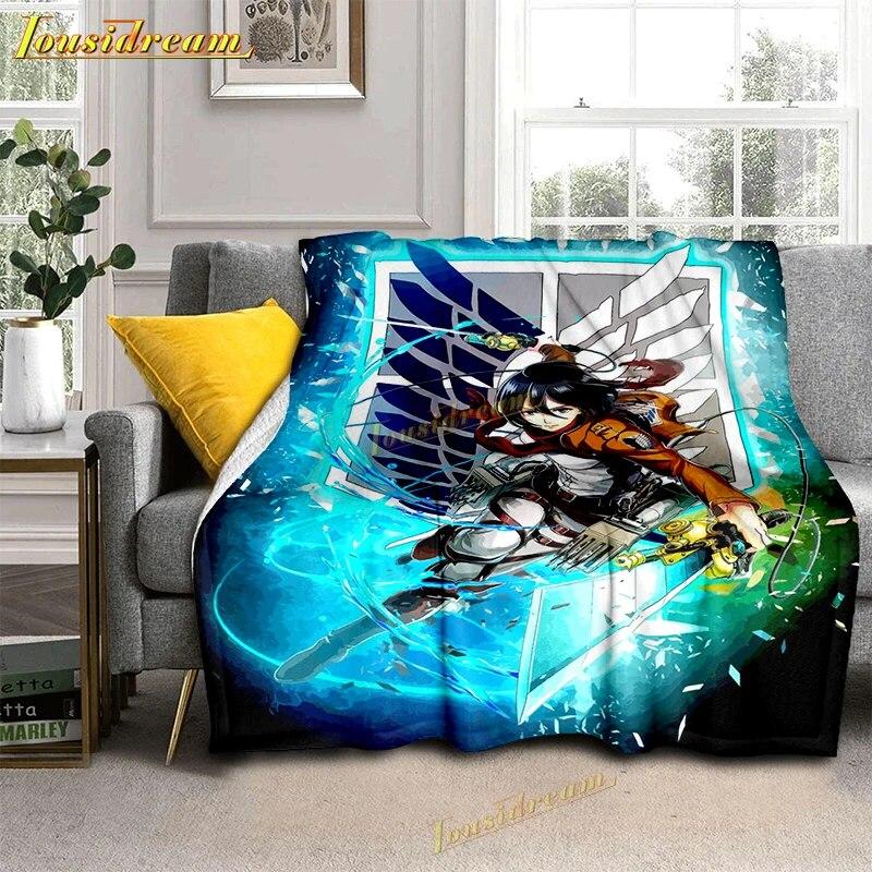 Attack On Titan Blankets Cartoon Blanket Flano Dust Cover Sofa Bed Flannel Warm Throw Blankets forTravel Airplane,Beds,Couch