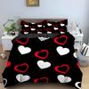 Love Heart Pattern King Queen Duvet Cover Women Heart-shaped Print Bedding Set Red Black Quilt Cover Polyester Comforter Cover