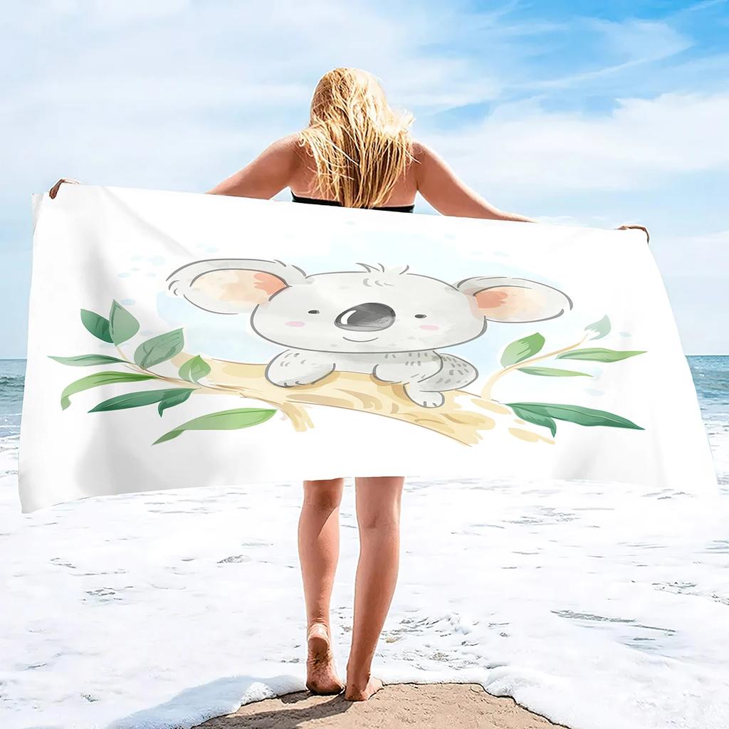 Cartoon Koala Strandtuch, Mikrofaser Große Badetücher, Schnelltrocknende Pooltücher Übergröße, Fitnessstudio Poolseite Sonnenliege Überwurf für Männer Frauen