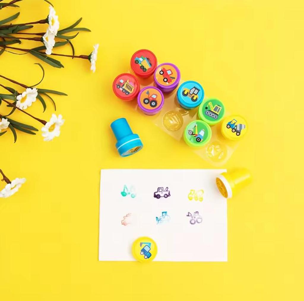 10Pcs Construction Vehicle Stamper Kid Educational Stamping Tool For Kid Art Craft Classroom Reward And Notebook Journal
