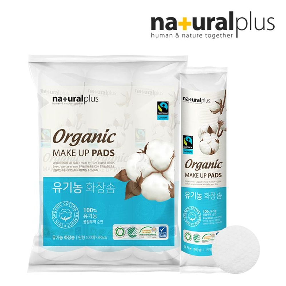 [Natural Plus] Organic Cotton Cotton Pads (100pX3) 2 Sets/total 600p