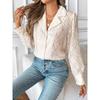 Spring And Autumn Women New Single Breasted Cardigan Suit Collar Long Sleeved Jacquard Blouse Elegant Office Lady Shirts