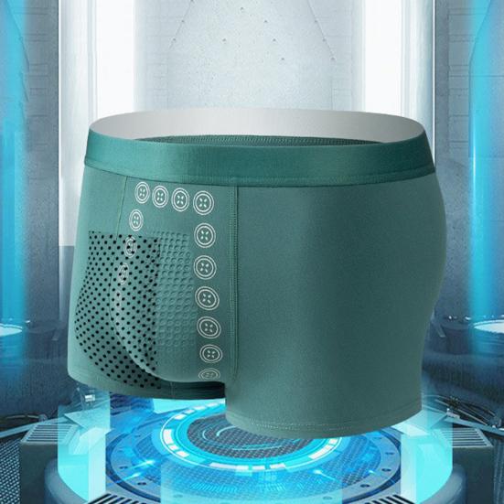 Mid-Rise Elastic Waistline U Convex Men Panties Massage Particles Breathable Holes Shorts Briefs Daily Wear