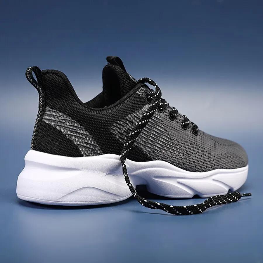 Athletische Laufschuhe für Herren Walking Jogging Mode-Sneaker Leicht Atmungsaktives Mesh Sportschuh Schnürschuh Zapatillas Hombre