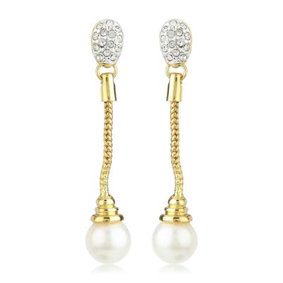 Long Drop Earrings with Two-tone Coating