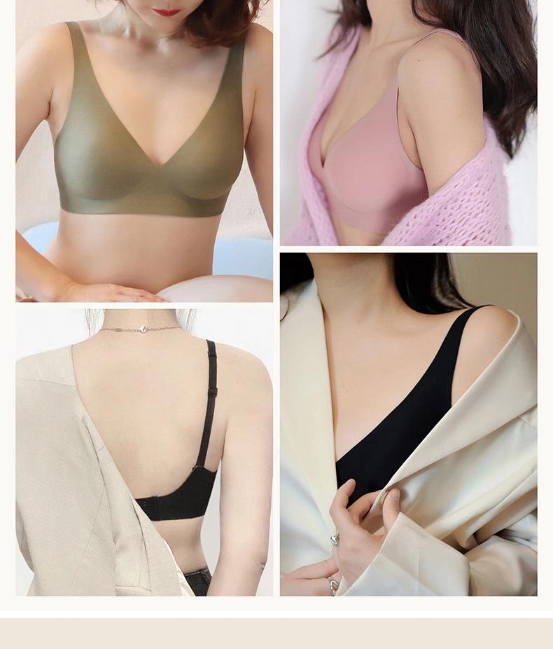 French Nude Seamless Wireless Jelly Bra Set for Women: Small Bust Push-Up, Thin, Anti-Sagging, Shaping.