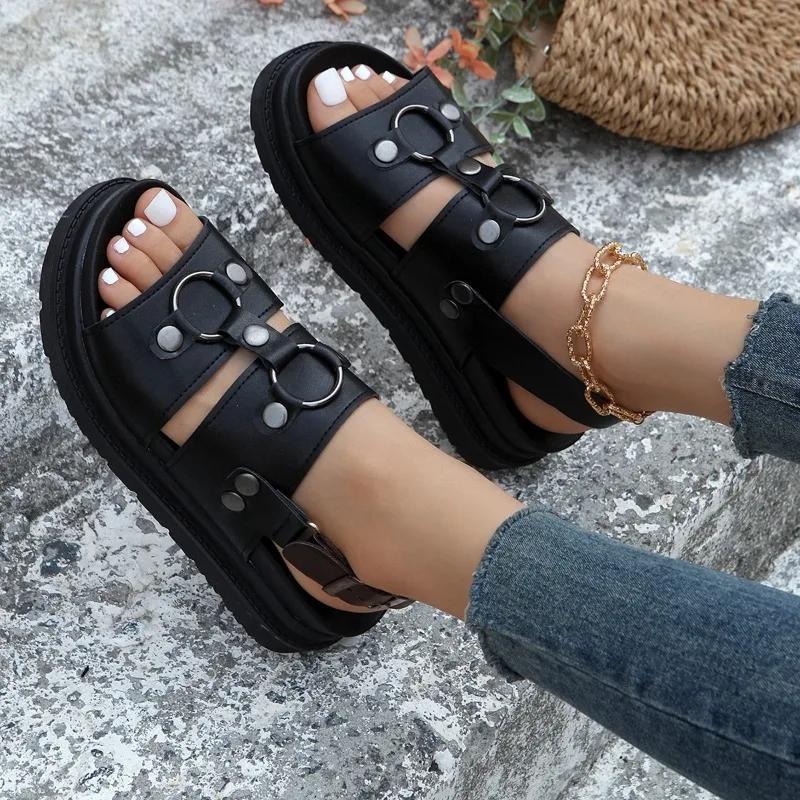 Women Thick Soled Slides Platform Cozy Dress Flats Shoes 2024 New Women Walking Sandals Open Toe Designer Casual Slippers Summer