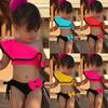 European & American Ruffle One-Shoulder Candy Color Bow Swimsuit for Girls