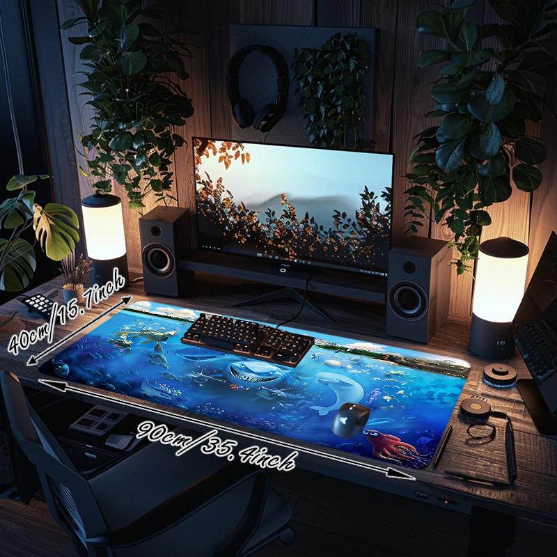 1Pc Ocean Adventure Sharks Dolphins Gaming Mouse Pad Keyboard Desk Mat Non-slip Rubber Lock Edge Waterproof Computer Mousepad for Office Home Decor Y1