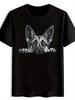 Casual Short Sleeve T-shirt with German Shepherd Dog Print - Black Polyester Crew Neck