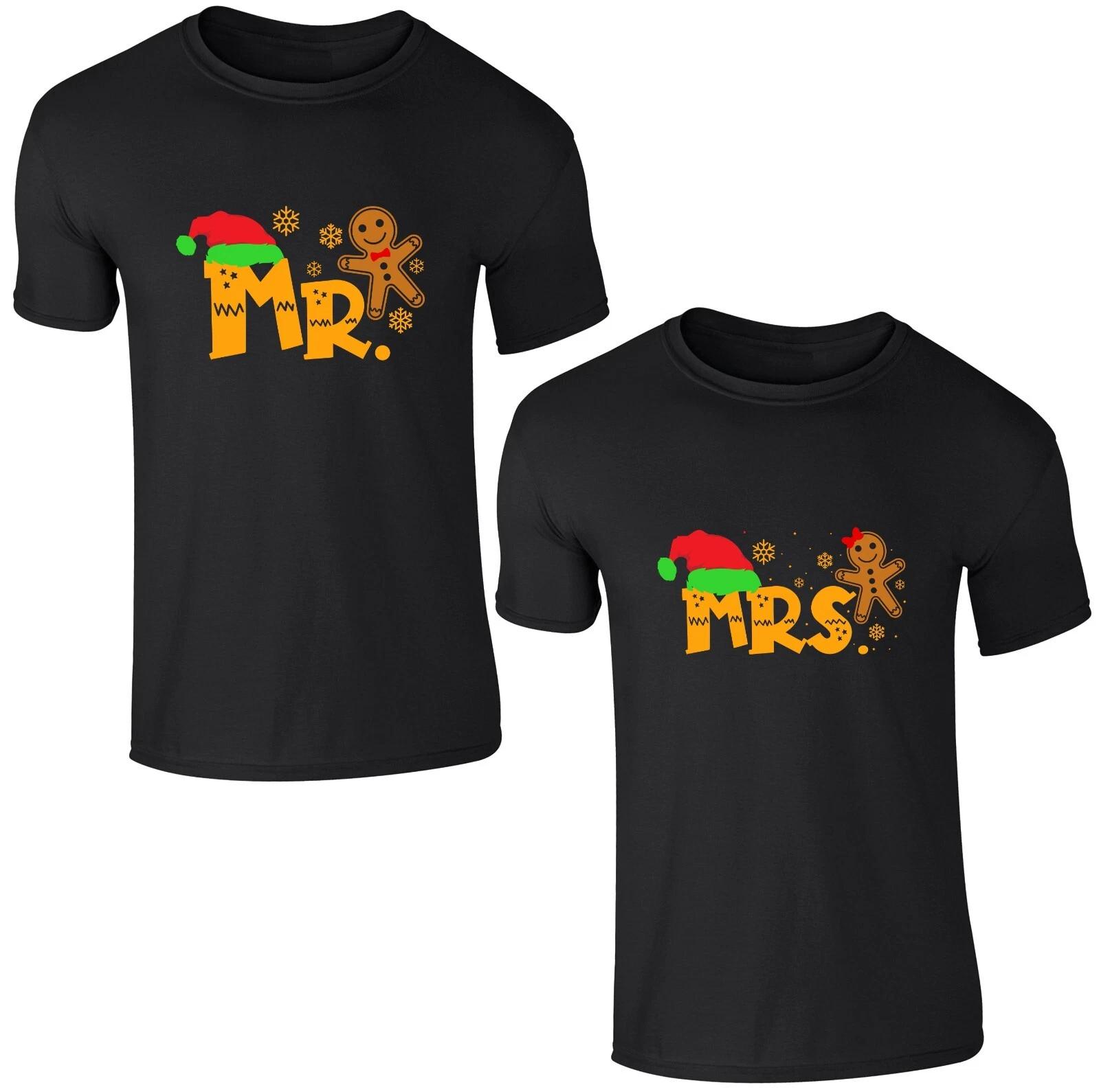 Gingerbread Man Couple Matching MR And MRS Christmas T-Shirt Funny Xmas Tee Top M