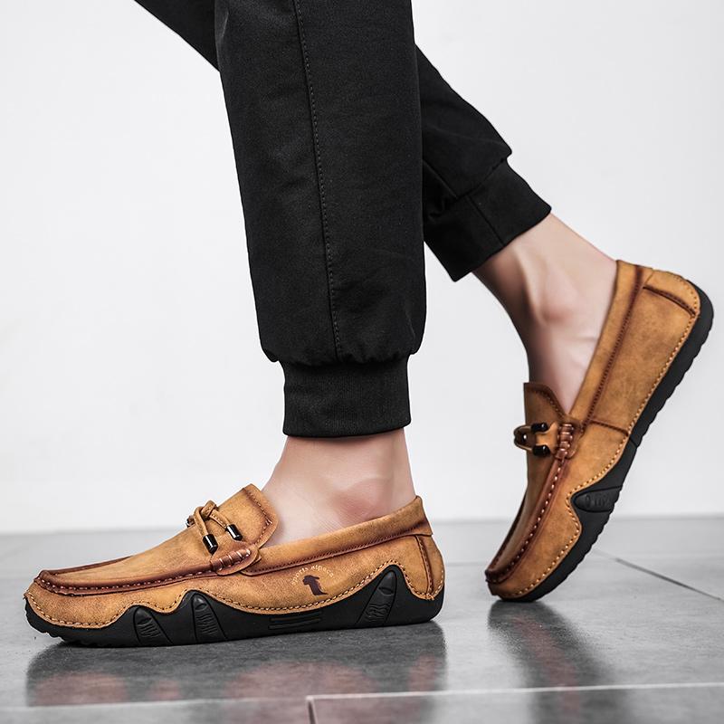 Mode Mode Herr Casual Skor Läder Slip-on Lätta Bekväma Herr Loafers Skor Mockasiner Herr Flats Utomhus Mjuk Sula Körskor