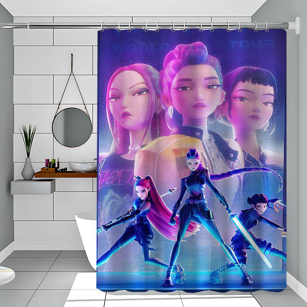 Kpop Dämonenjäger Lustig Und Kreativ Strand Duschvorhang Wasserdicht Polyester Badvorhänge Für Badezimmer Dekorieren Mit Haken
