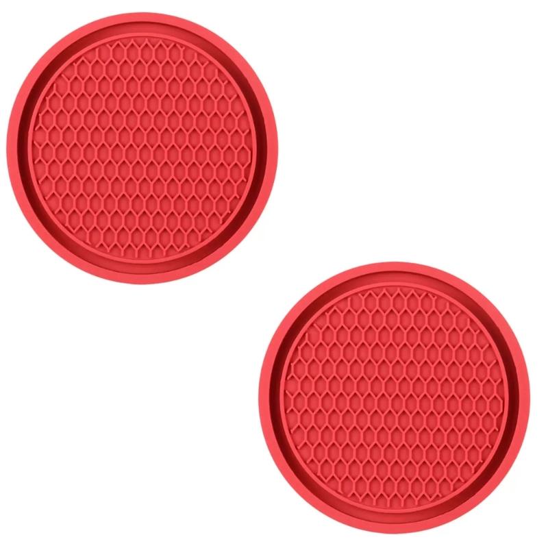 Set of 2 Thickened PVC Automotive Drink Mats Cup Holders Coasters Pads For Secure Placement Of Beverages In Moving Car