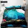 White Mushroom Bedding Set Duvet Cover Full Size Green Plant Botanical Comforter Quilt Cover 2 Pillow Shams for Women Girls
