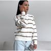 Winter Autumn Loose Round Neck Striped Knitted Pullover Women Long Sleeve Casual O-neck Sweater