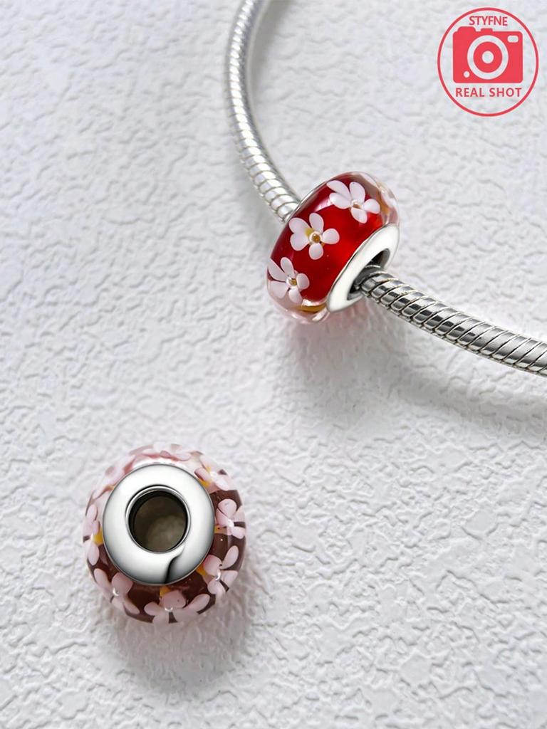 Ocean Colored Glass Beads Charm Copper Plated Fit Charms Copperoriginal Bracelet For Jewelry Making Diy Charm