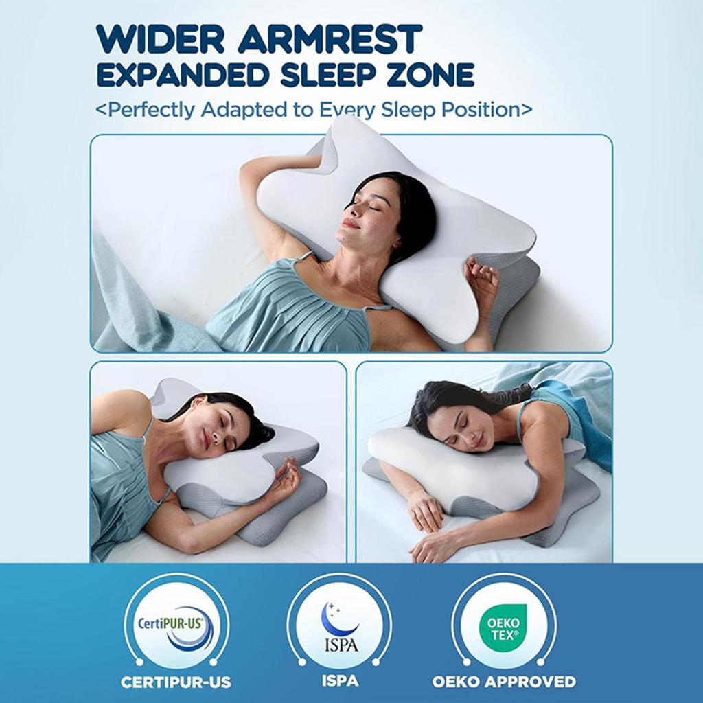 Memory Foam Cervical Pillow Neck Support Sleep Memory Foam Pillow Butterfly shaped sleep memory pillow for Travel Couch