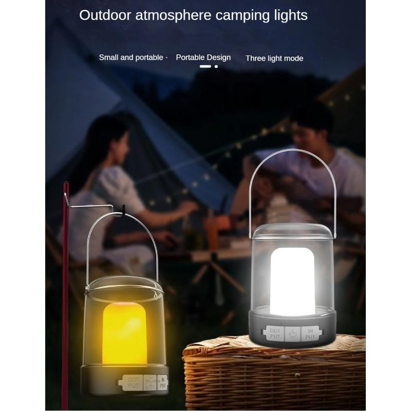 Outdoor Camping LED Flashlight Touch 3 Colors USB Rechargeable Portable LED Tent Lanterna Outdoor Portable Emergency Light Bulb