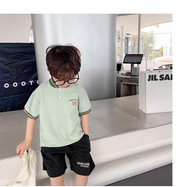 

Поло с коротким рукавом для мальчиков – Стильный летний топ для младенцев и детей (X3810) 120 cm серый/зелёный