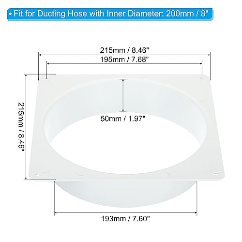PATIKIL 200mm Duct Connection Flange, 2-Piece Set, Dryer Vent Wall Plate, Square-Round Straight Duct Plate for Heating, Cooling, and Ventilation Fans,