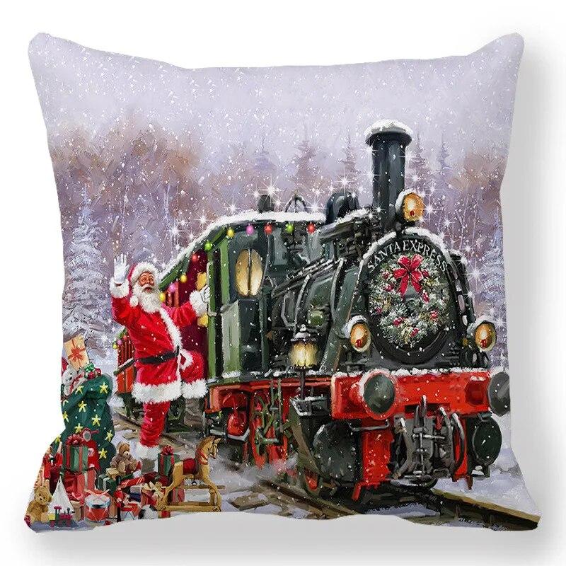 Santa Claus Home Decor Gedruckt Kissen Fall 2024 Neue Jahr Weihnachten Schlafzimmer Wohnzimmer Sofa Dekoration Kissenbezug Kissen Abdeckung