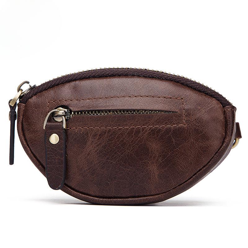 Genuine Leather Car Key Bag Fashion Casual Key Bag Top Layer Cowhide Keychain Zipper Change Bag