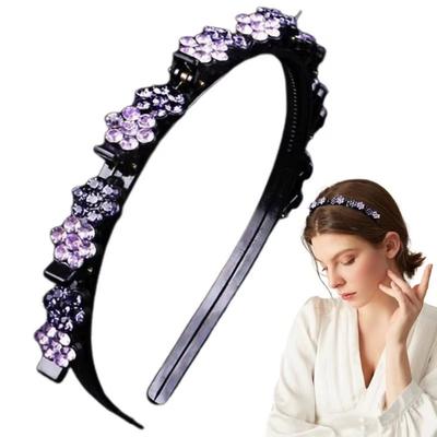 Plum Blossom Rhinestone Bangs Clip Headband Elegant Toothed Clip Braided Hairband  Banquet