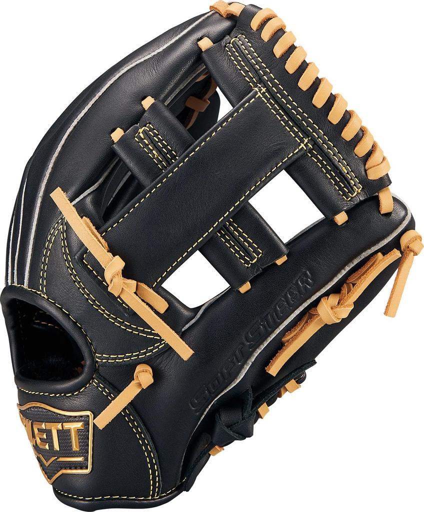 ZETT Youth Baseball Soft Black X Pastel Brown BJGB74520F Glove, Steer, All-Around, Left-Handed Throw, (1932), Size Small,