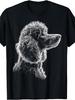 Retro Poodle Dog Portrait T-Shirt - Vintage Poodle Graphic Tee with Round Neck, Machine Washable Sui