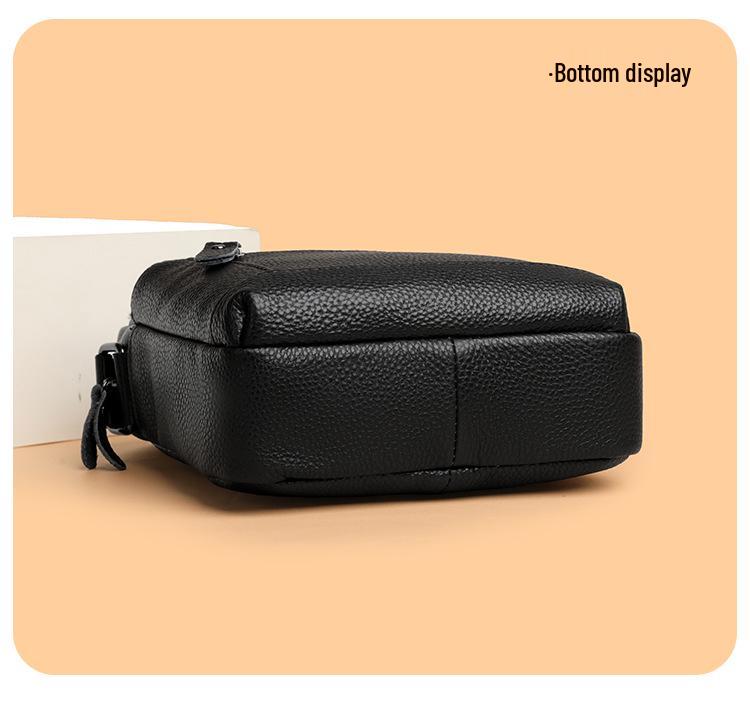 Men's Genuine Leather Single Shoulder Crossbody Bag - Lightweight Top Layer Cowhide Casual Backpack