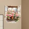 Romantic Window Flowers Wall Sticker Living Room Wall Corridor Background Home Decoration Wall Art Self-Adhesive Waterproof